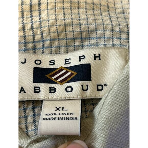 Joseph Abboud Linen Button Up Shirt Mens XL Green Short Sleeve Summer - Picture 4 of 9